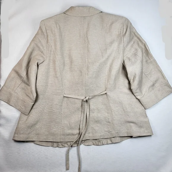 Lane Bryant Blazer JACKET Linen Blend Womens Size 20 Ruffle 3/4 Sleeves NWT - Picture 11 of 16
